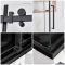Cabine de douche d'angle noire - Porte coulissante sans cadre - Receveur de douche texturé - Choix de tailles - Nox