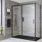 Cabine de douche d’angle à porte coulissante avec receveur de douche – Noir – Tailles multiples - Nox