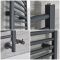 Sèche-serviettes mixte incurvé - Anthracite - 180 cm x 50 cm - Avec élément électrique de 1000W, robinets de radiateur et adaptateur - Artle