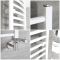 Sèche-serviettes mixte incurvé - Blanc - 100 cm x 50 cm - Avec élément électrique de 400W, robinets de radiateur et adaptateur - Ive