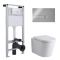 Pack WC suspendu moderne – Sans bride – Bâti-support haut – Blanc - Choix de plaque de déclenchement - Kenton