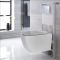 WC suspendu sans bride avec bâti support haut – Blanc – Choix de plaque de déclenchement – Otterton