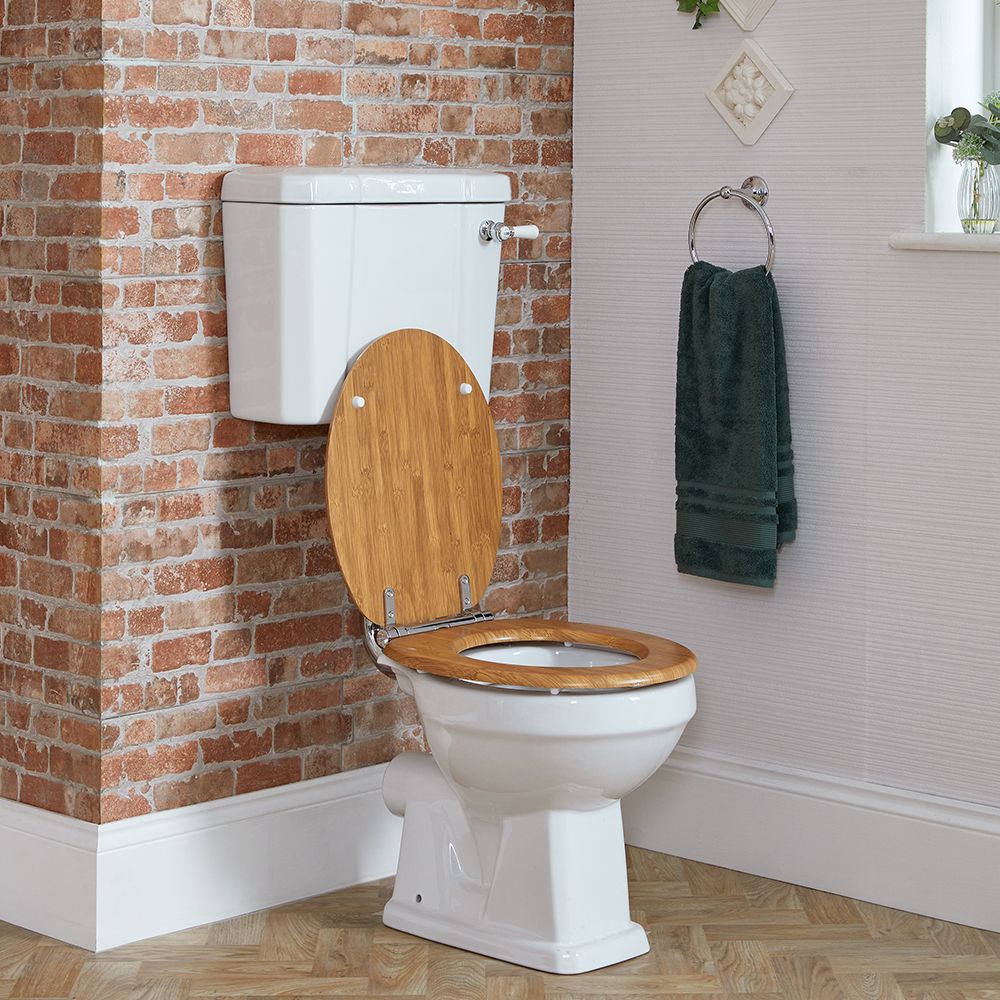 Meuble WC rétro avec cuvette WC à poser, réservoir et abattant – 50 cm –  Gris clair - Warwick