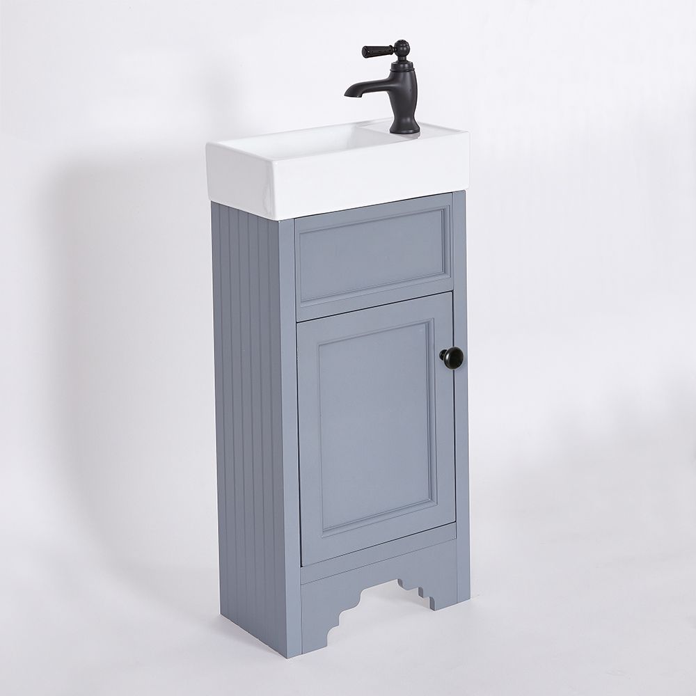 Meuble lavabo rétro – Gris fumé – 121 cm – Avec double lavabo – Choix de  poignées – Thornton