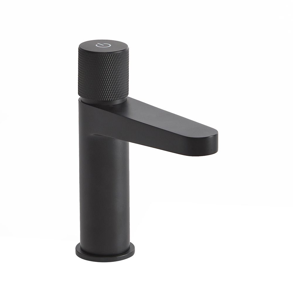 Robinet de lavabo noir en cuivre avec interrupteur poussoir H28cm pour  salle de bains toilettes