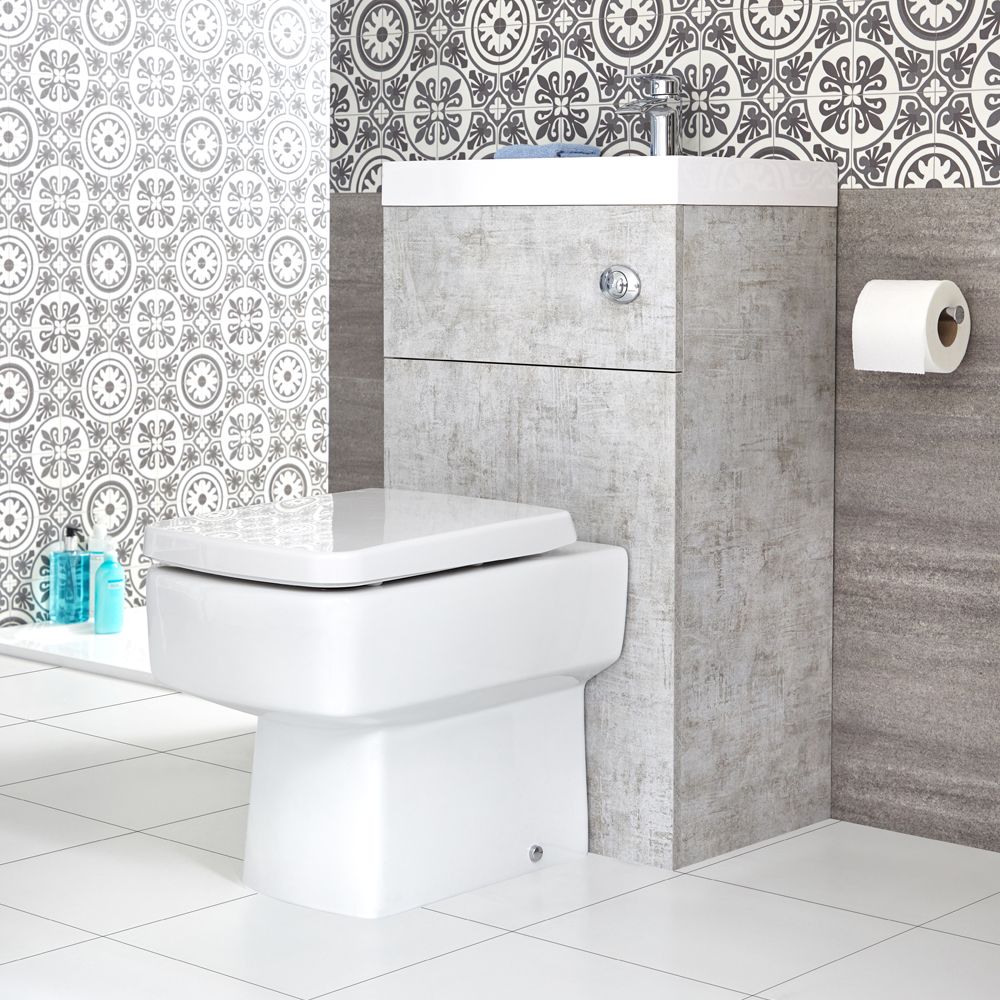 Meuble WC rétro avec cuvette WC à poser, réservoir et abattant – 50 cm –  Gris clair - Warwick