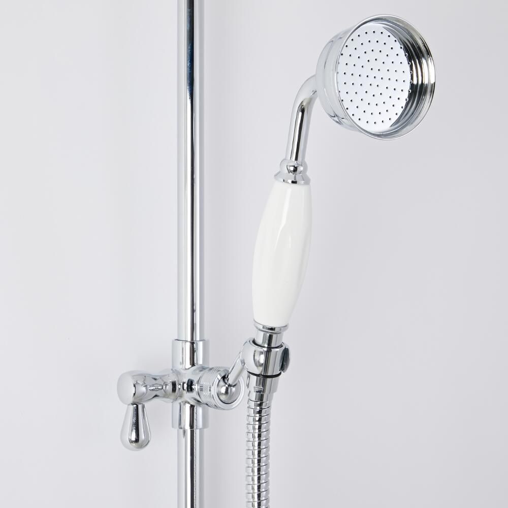 Colonne de douche sans robinetterie avec pommeau + douchette + barre  réglable, chrome, Sarodis Duo Smart