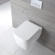 Cuvette WC suspendu MERIDIAN COMPACTO carré, sans bride , 48 x 36 x 44  cm,blanc, + abattant à fermeture amortie ultraslim