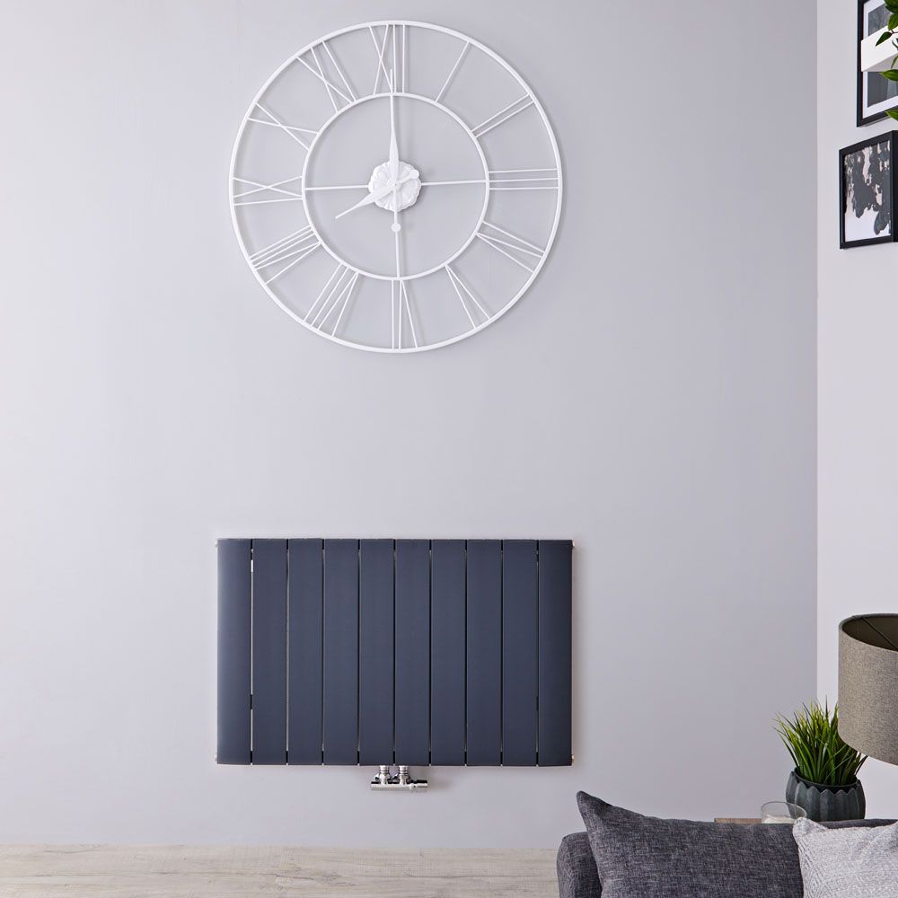 Radiateur design horizontal - Anthracite - 60 cm x 94,5 cm - Aluminium - Raccordement central - Aurora