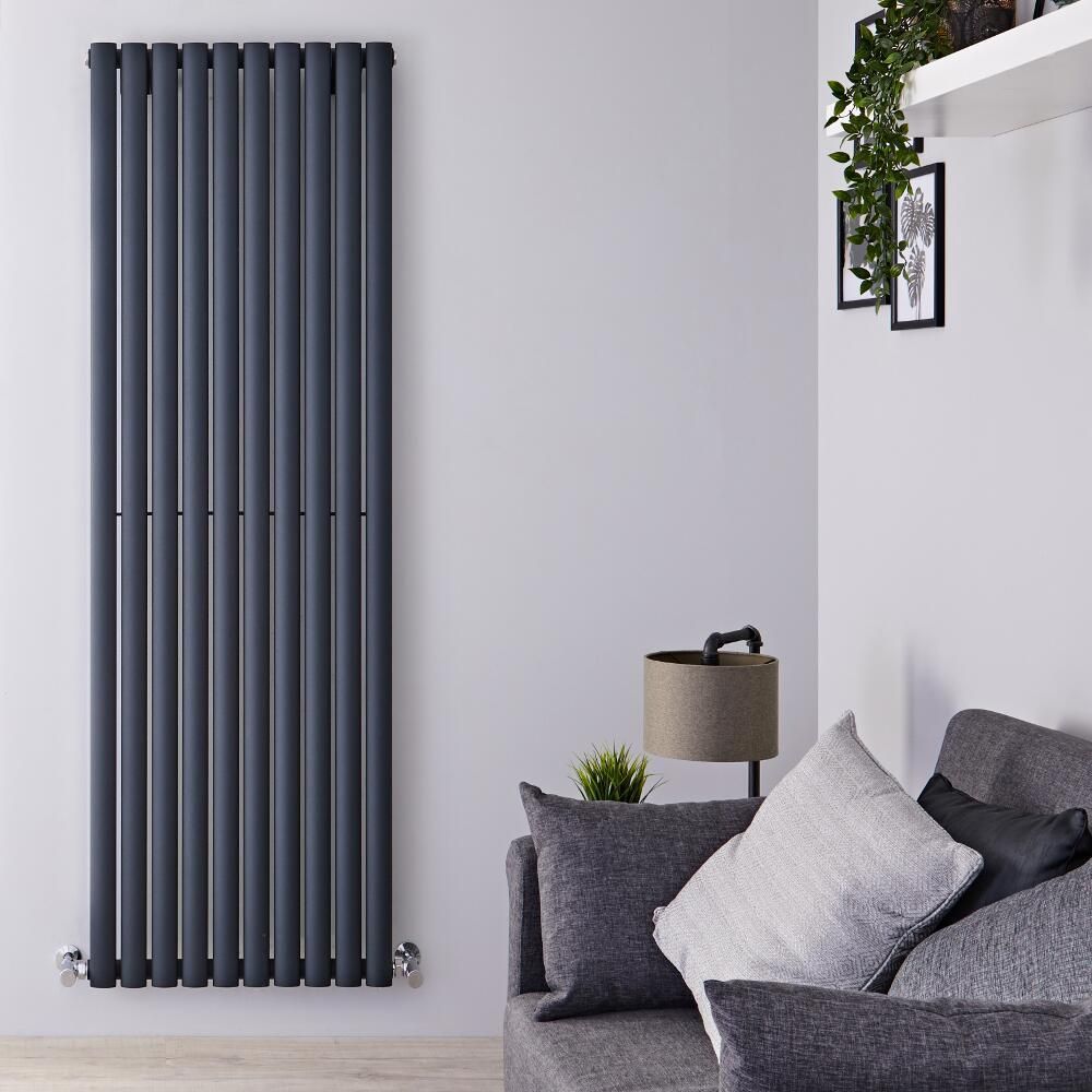 Hudson Reed Vitality - Radiateur design en aluminium vertical – Anthracite – 180 cm x 23 cm – Double rang