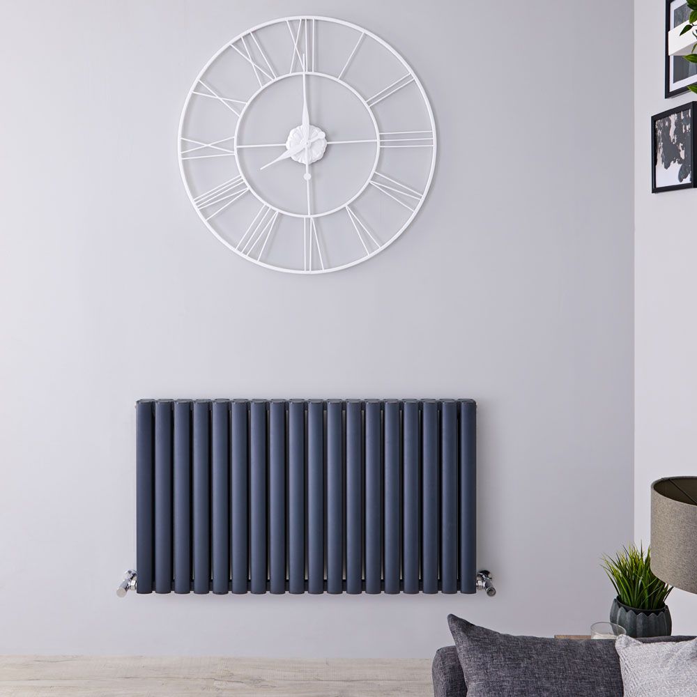 Radiateur design horizontal - 60 cm x 107 cm - Anthracite - Aluminium - Double rang - Vitality Air