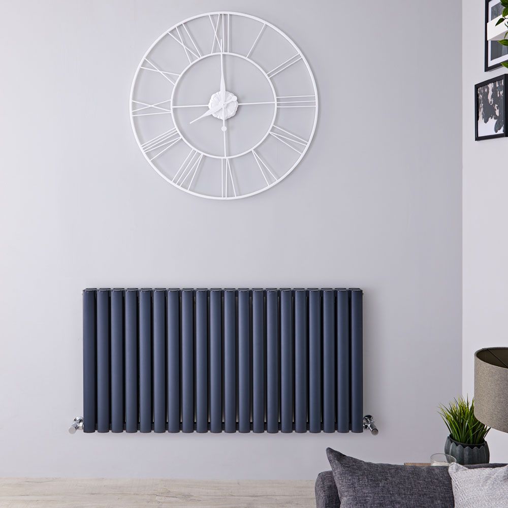 Radiateur design horizontal - 60 cm x 119 cm - Anthracite - Aluminium - Double rang - Vitality Air