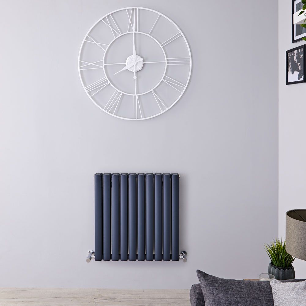 Radiateur design horizontal - 60 cm x 59 cm - Anthracite - Aluminium - Double rang - Vitality Air