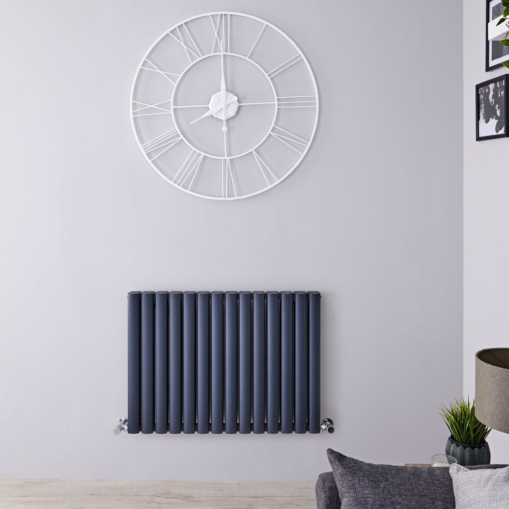 Radiateur design horizontal - 60 cm x 83 cm - Anthracite - Aluminium - Double rang - Vitality Air