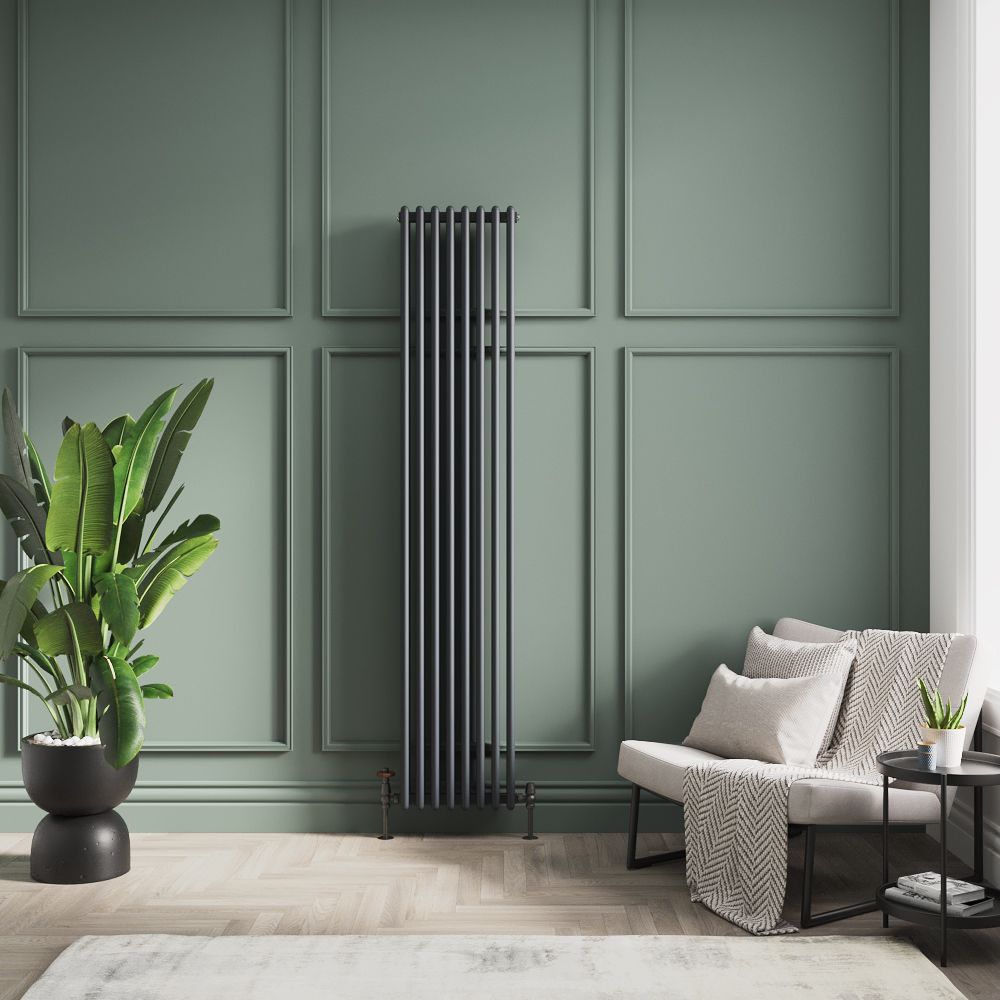 Radiateur style fonte vertical en aluminium – Anthracite – 180 cm x 36 cm – Double rangs – Esmé