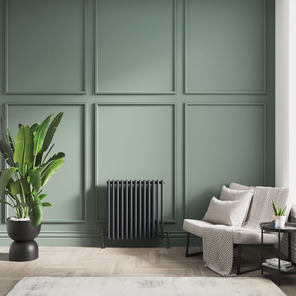 Radiateur style fonte horizontal en aluminium – Anthracite – 60 cm x 58,5 cm – Double rangs – Esmé