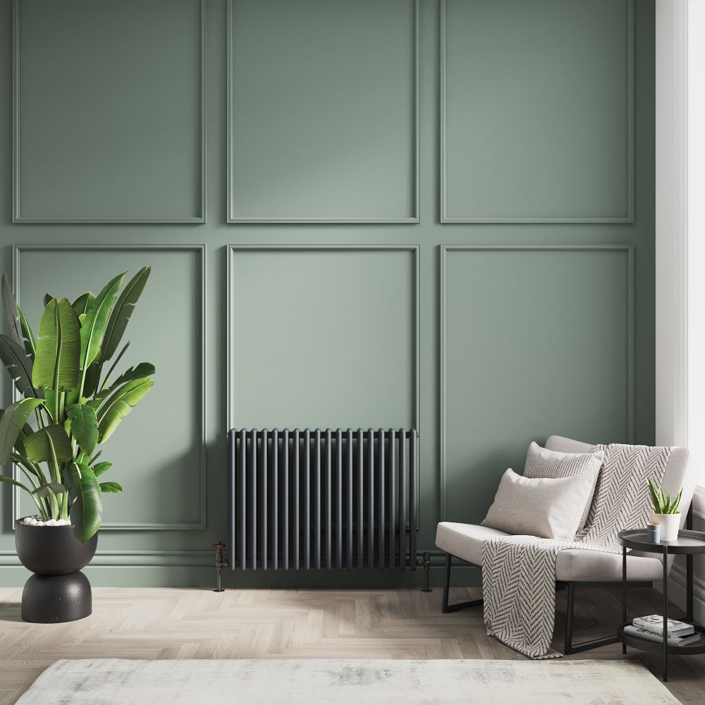 Radiateur style fonte horizontal en aluminium – Anthracite – 60 cm x 81 cm – Double rangs – Esmé