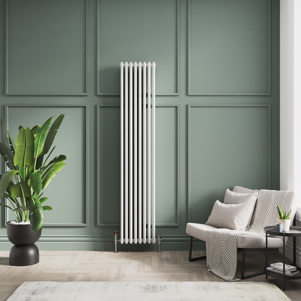 Radiateur style fonte vertical en aluminium – Blanc – 180 cm x 36 cm – Double rangs – Esmé