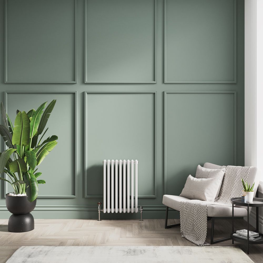 Radiateur style fonte horizontal en aluminium – Blanc – 60 cm x 40,5 cm – Double rangs – Esmé