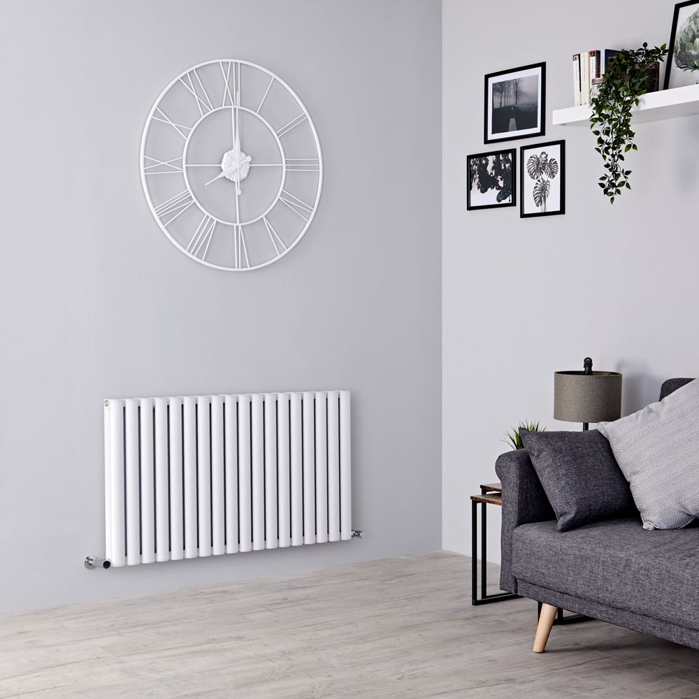 Radiateur design horizontal - 60 cm x 107 cm - Blanc - Aluminium - Double rang - Vitality Air