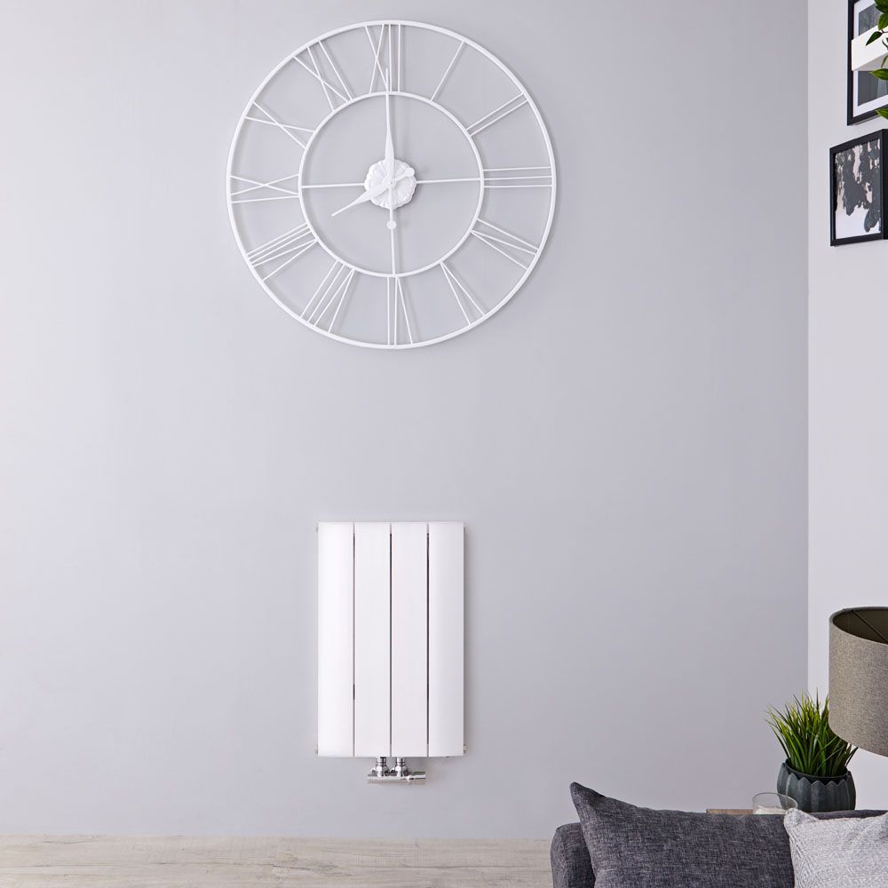 Radiateur design horizontal - Blanc - 60 cm x 37,5 cm - Aluminium - Raccordement central - Aurora