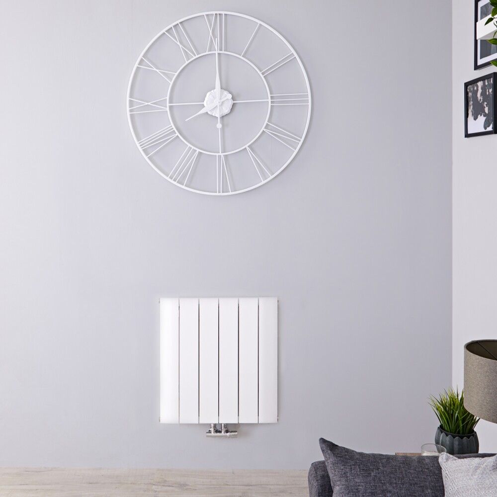 Radiateur design horizontal - Blanc - 60 cm x 56,5 cm - Aluminium - Raccordement central - Aurora