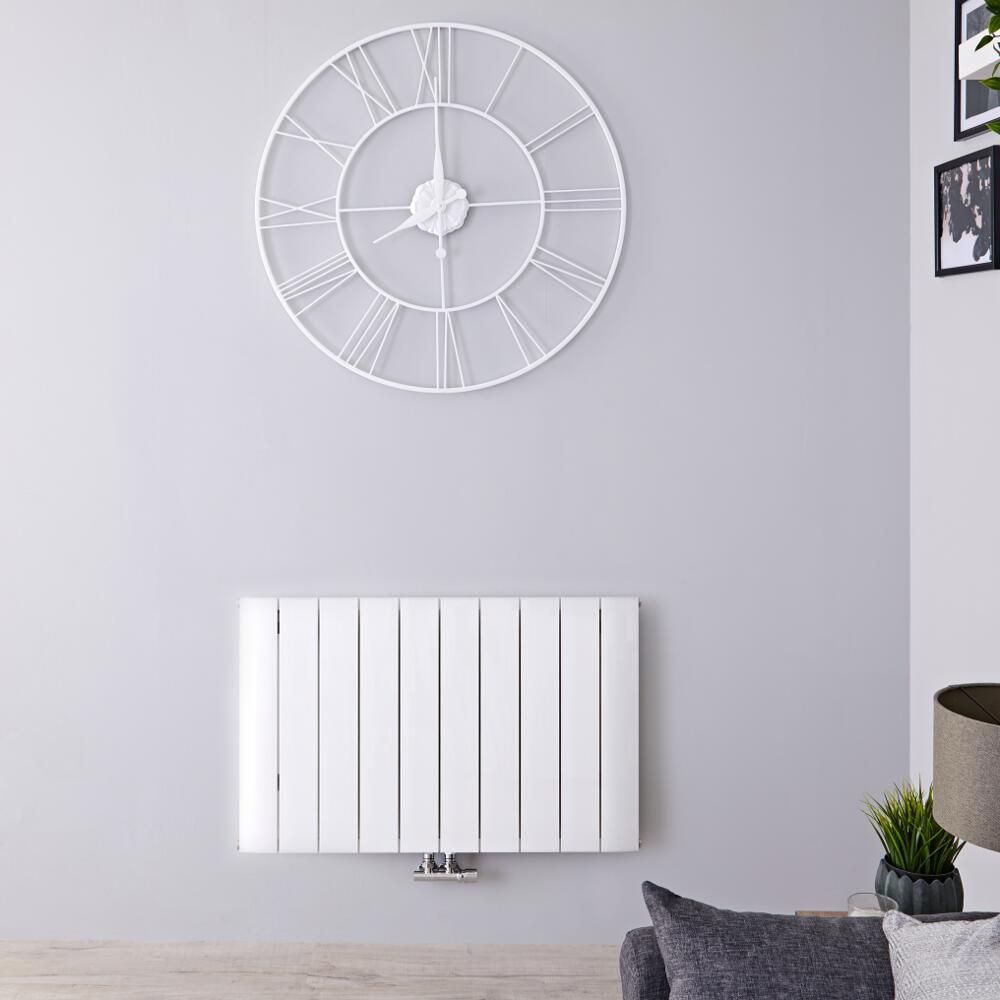 Radiateur design horizontal - Blanc - 60 cm x 94,5 cm - Aluminium - Raccordement central - Aurora