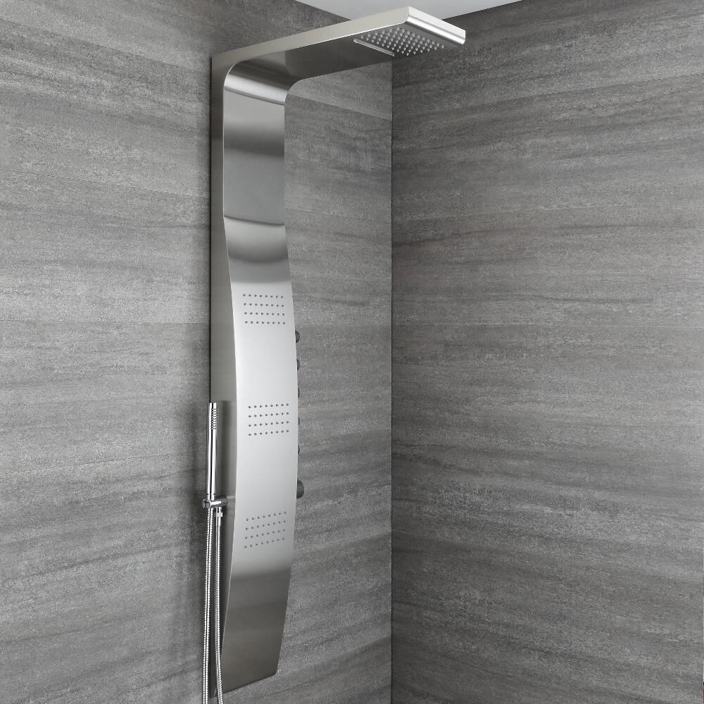 Colonne de douche thermostatique avec pommeau, douchette et buses hydromassantes – Chromé - Select