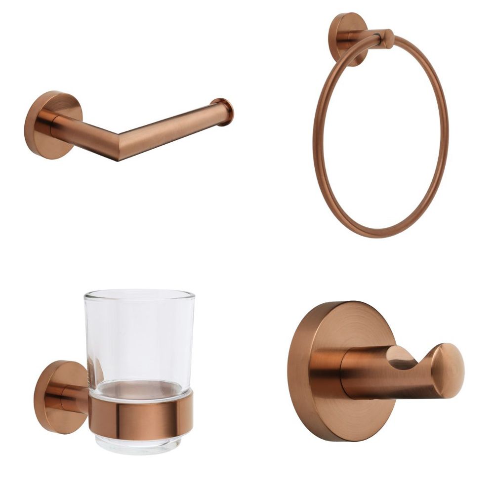 Pack de 4 accessoires de salle de bain - Cuivre satiné - Alara