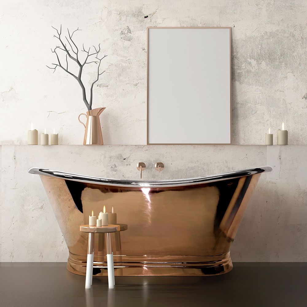 Baignoire à double dos rétro – Cuivre avec intérieur nickel – Choix de tailles – Sienna