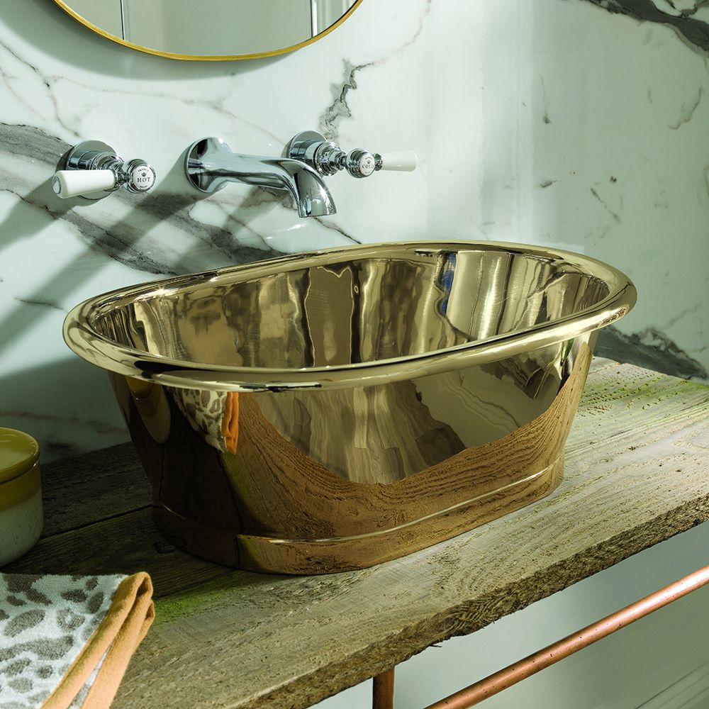 Vasque en cuivre rétro - 53 cm x 34,5 cm x 18 cm - Laiton