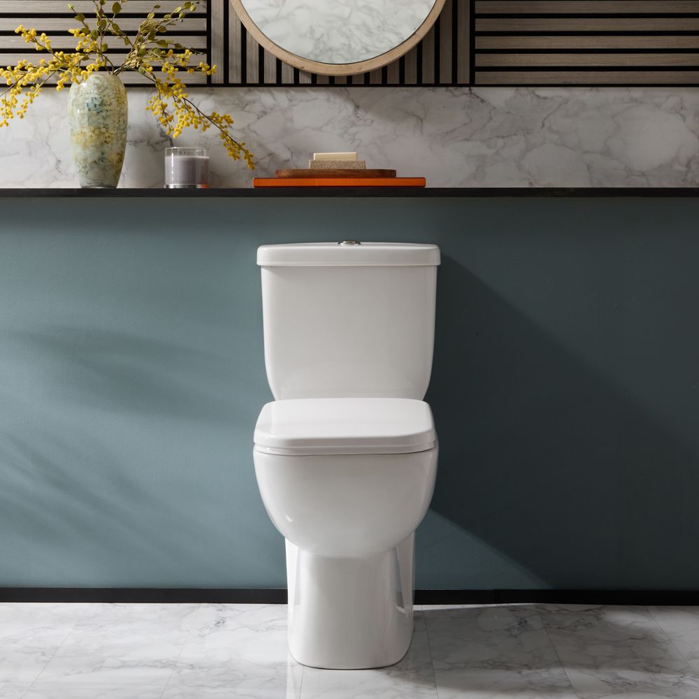 Pack WC à poser - Avec abattant à fermeture douce - Bouton de chasse chromé - Hatton