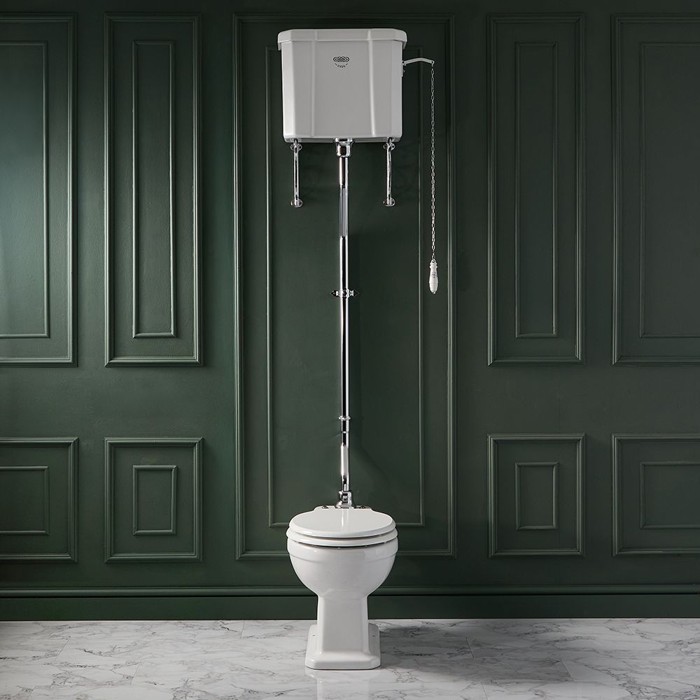 Cuvette WC rétro avec réservoir haut et abattant - Elizabeth