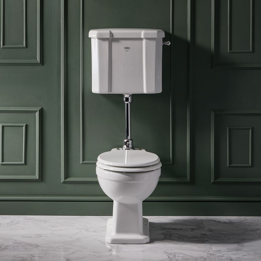 Cuvette WC rétro avec réservoir semi-bas et abattant - Elizabeth