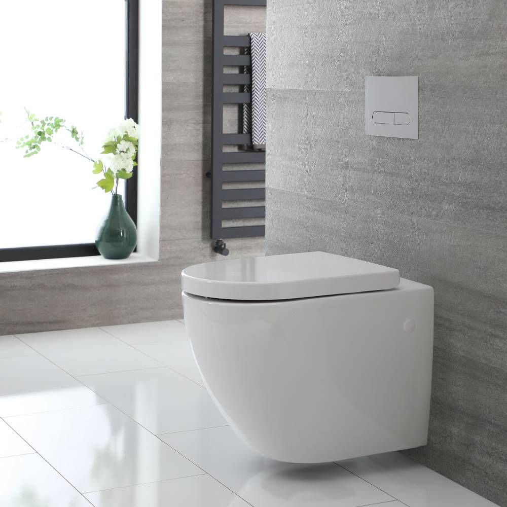 Cuvette WC suspendu moderne – Sans bride – Blanc - Ashbury