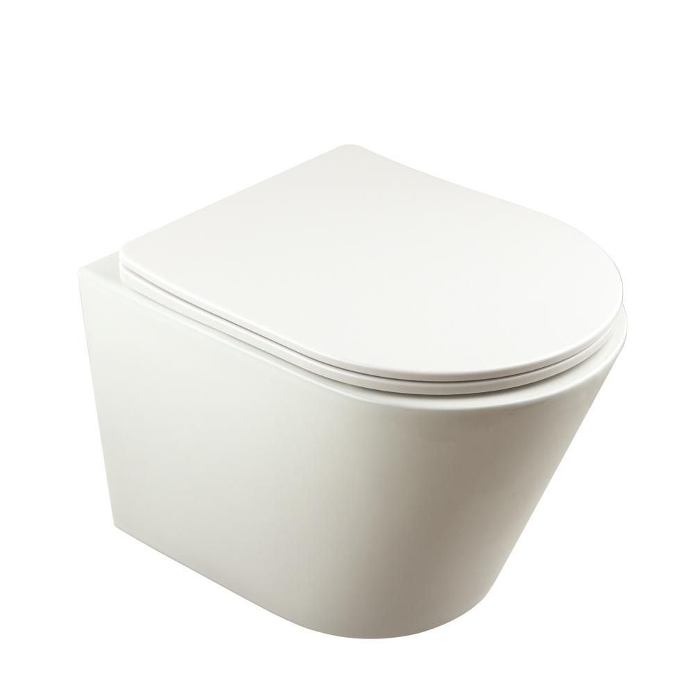 Cuvette WC ronde suspendue avec abattant à fermeture douce – Blanc - Colby