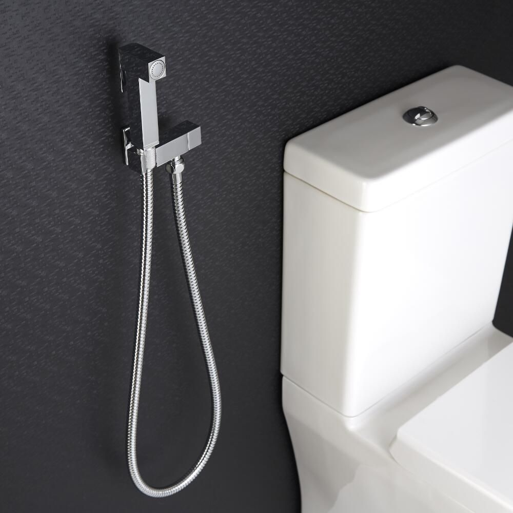 Douchette hygiénique moderne avec support mural – Chromé - Kubix