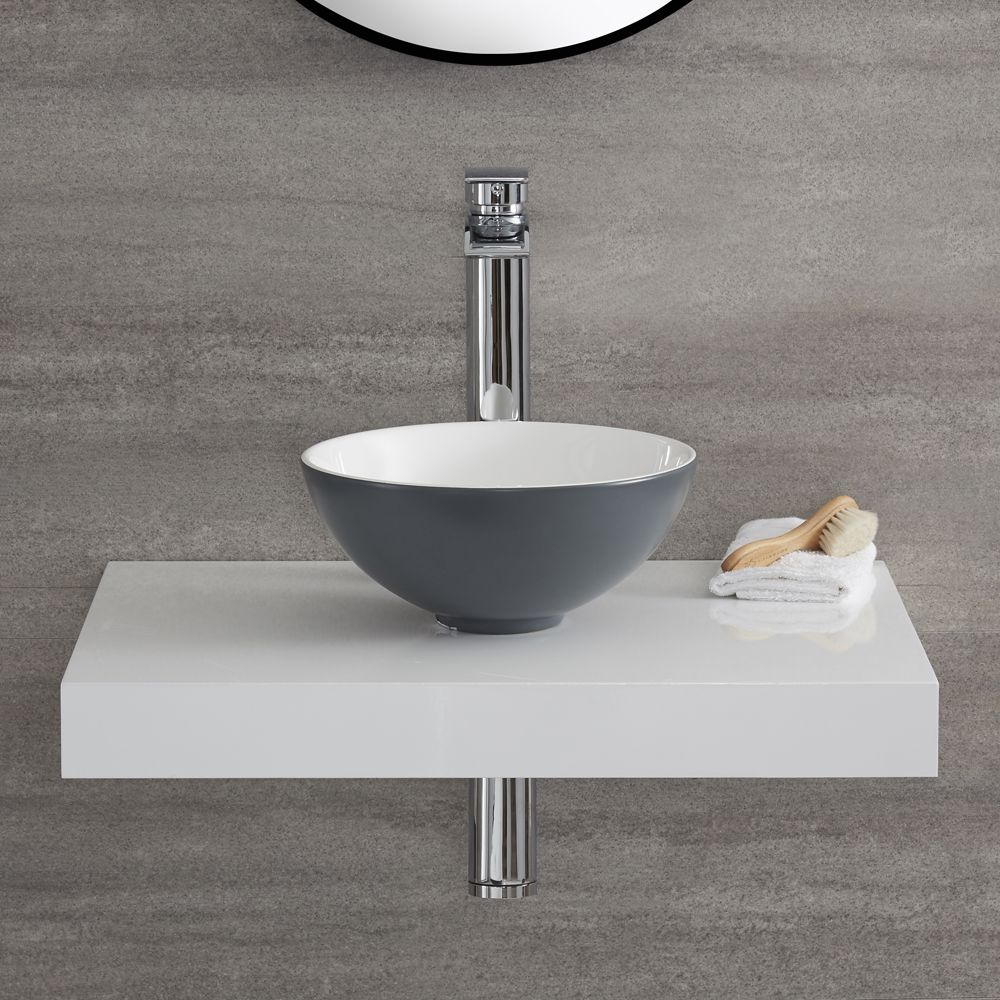 Vasque à poser ronde - Gris pierre - Ø28 cm – Witton