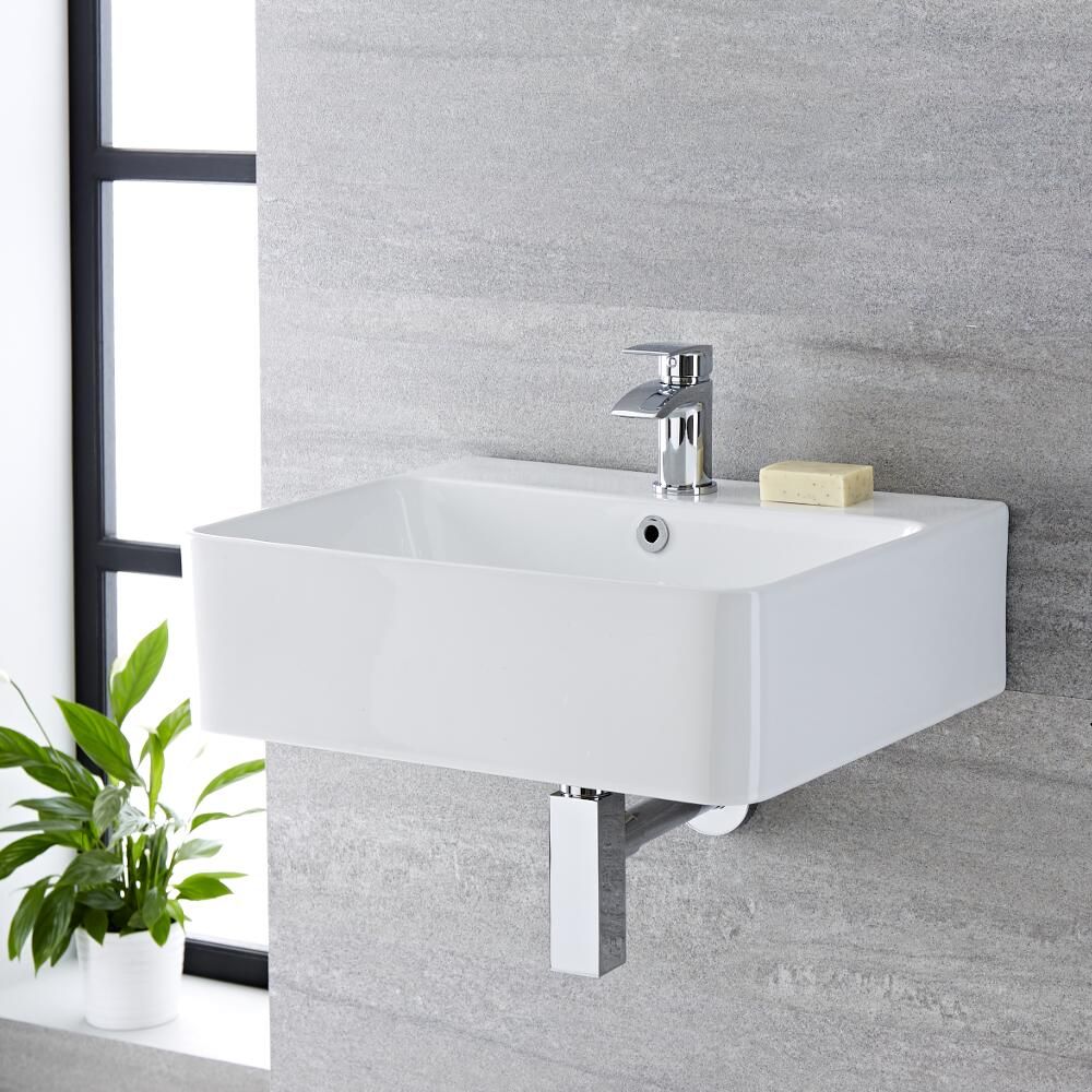Vasque suspendue moderne – Blanc – 52 cm x 42 cm (1 trou) - Exton