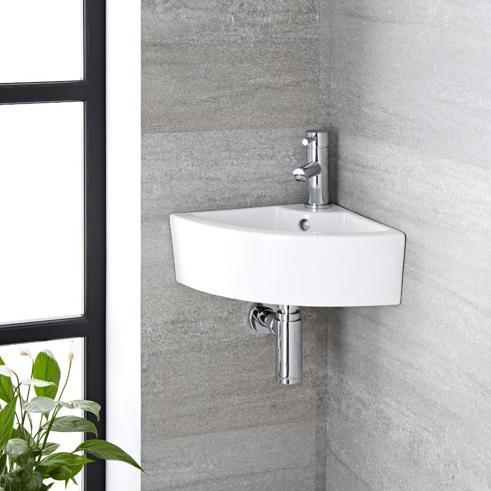 Lave-mains d'angle - Suspendu - 46 cm x 32 cm - Belstone