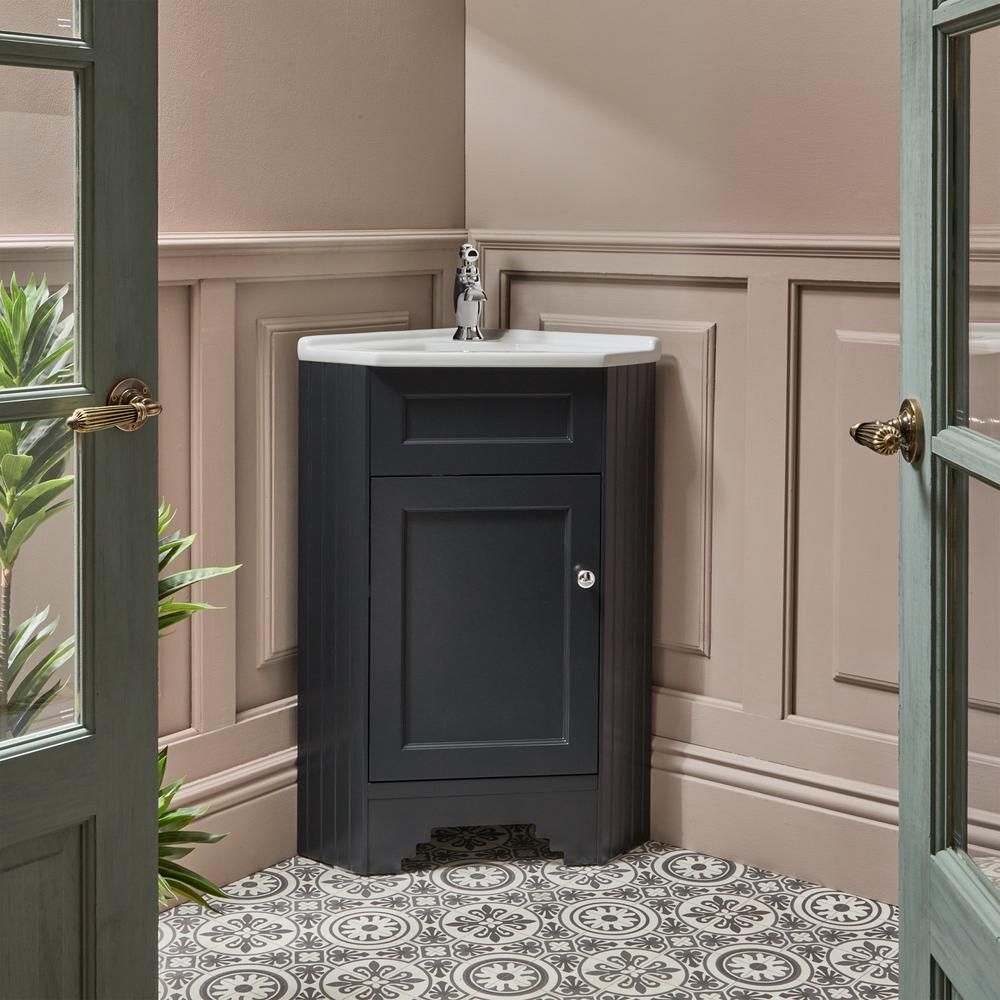 Meuble lave-mains d’angle – 58 cm – Avec lavabo – Choix de poignées et de finitions – Thornton