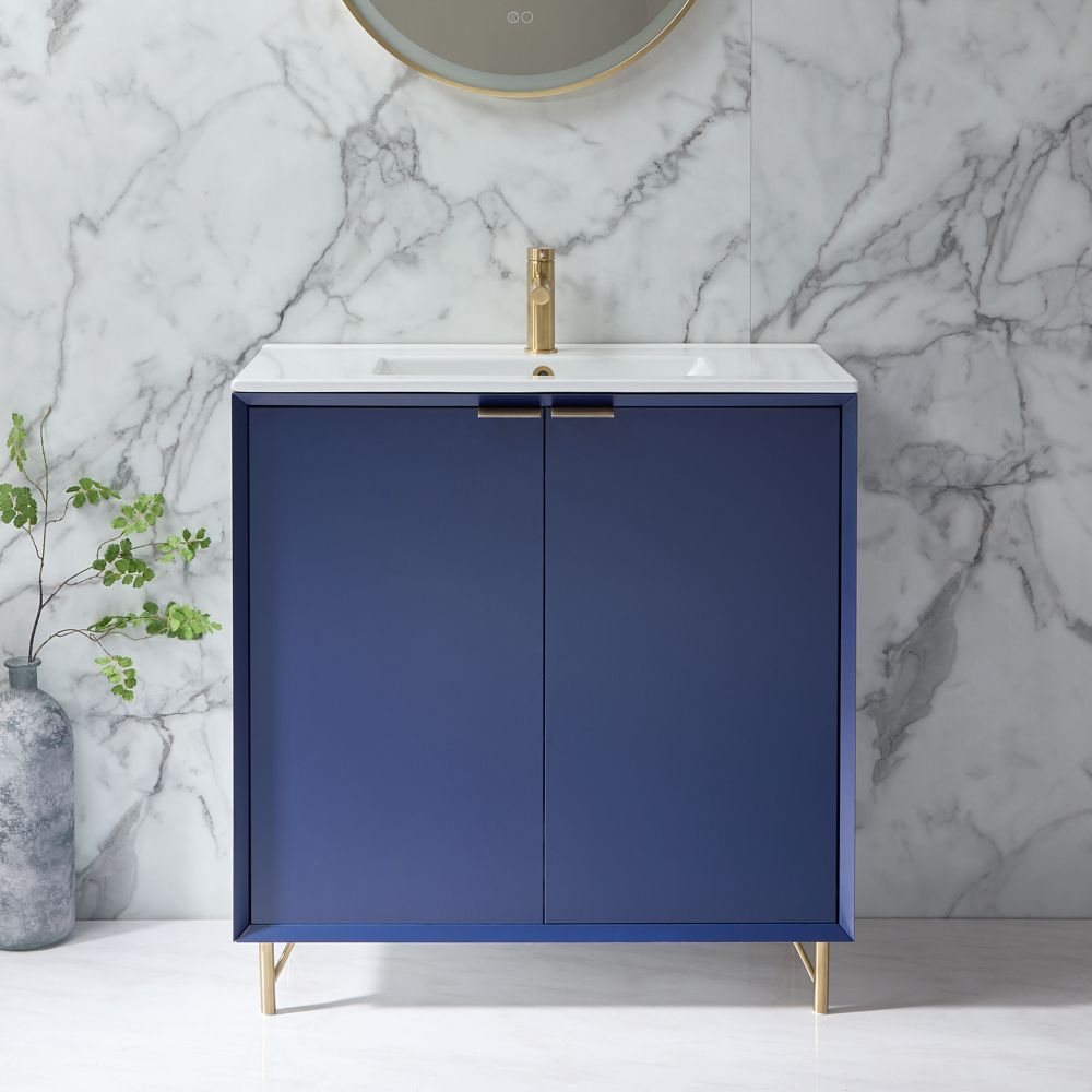 Meuble de salle de bain - Avec lavabo - 81 cm – Choix de finitions et de poignées - Edge