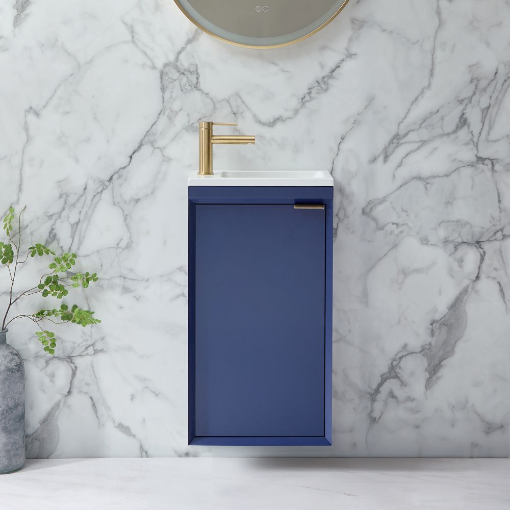 Meuble lave-mains suspendu - Avec plan vasque - 40 cm – Choix de finitions et de poignées - Edge