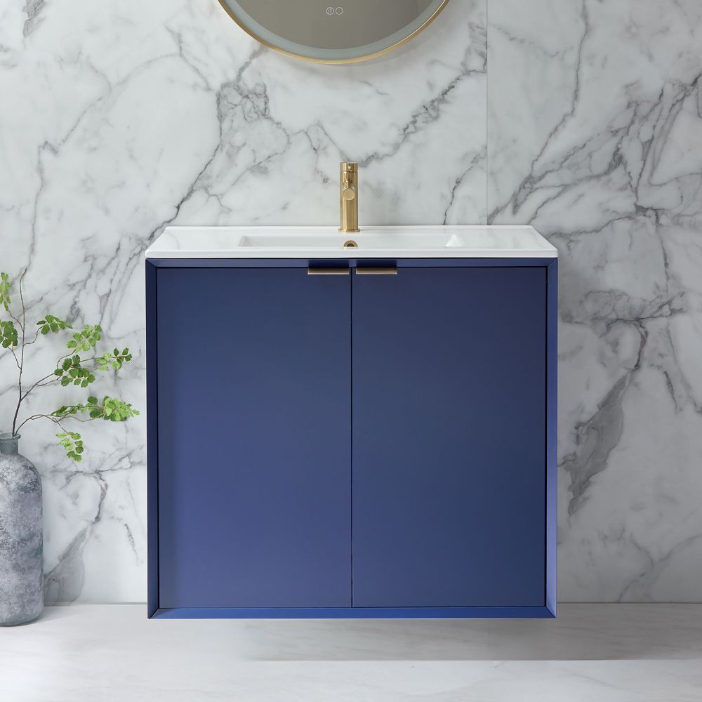 Meuble de salle de bain suspendu - Avec lavabo - 81 cm – Choix de finitions et des poignées - Edge