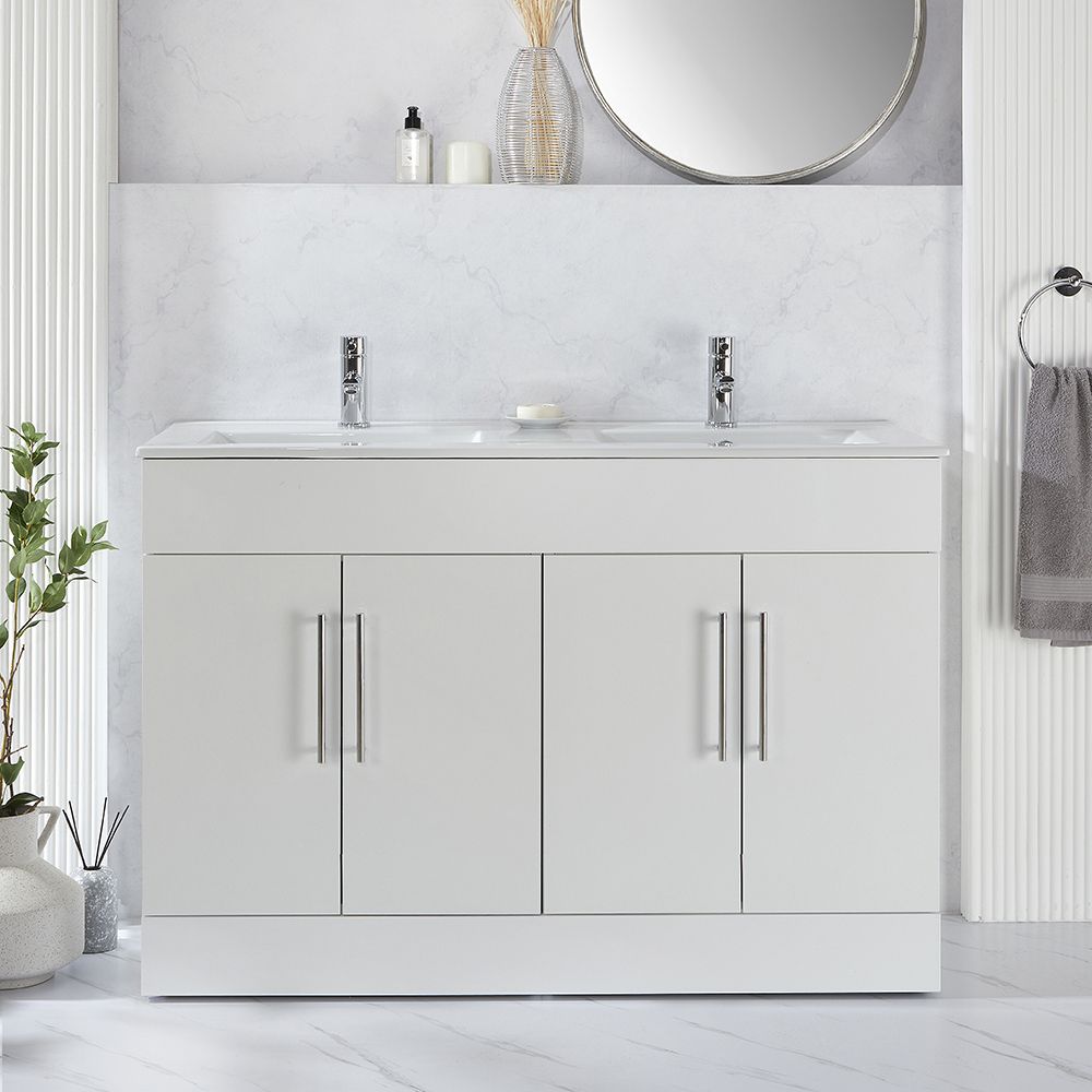 Meuble double vasque – 121 cm - Choix de finitions et de poignées – Cluo