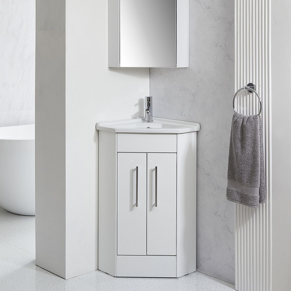 Meuble lavabo d’angle – 58 cm – Avec lavabo – Choix de finitions et de poignées – Cluo