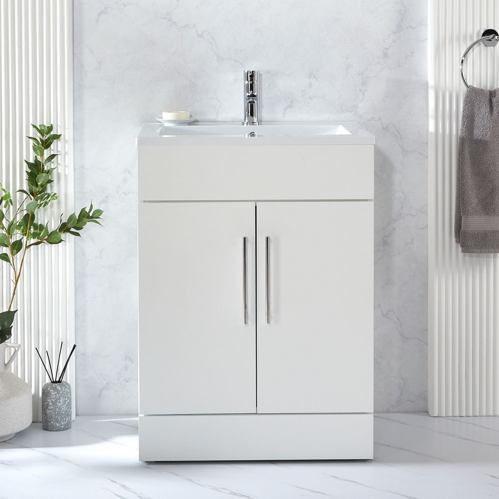 Meuble lavabo  – 60 cm – Avec lavabo – Choix de finitions et de poignées – Cluo