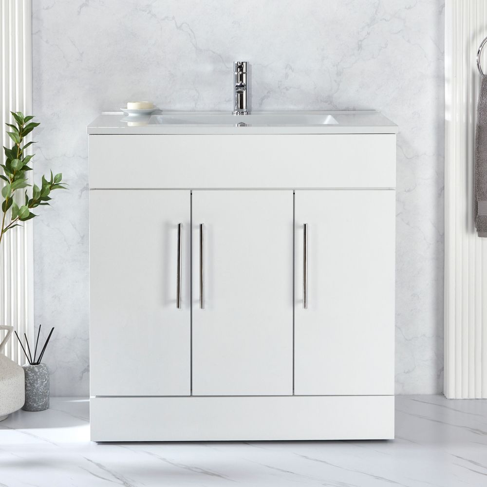 Meuble lavabo – 80 cm -  Avec lavabo - Choix de finitions et de poignées – Cluo