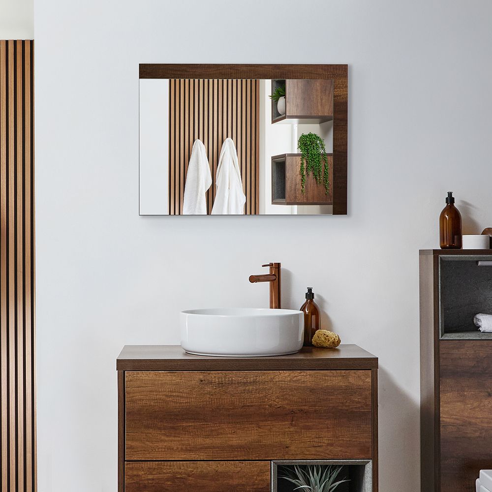Miroir – Effet chêne foncé – 70 cm x 50 cm - Hoxton