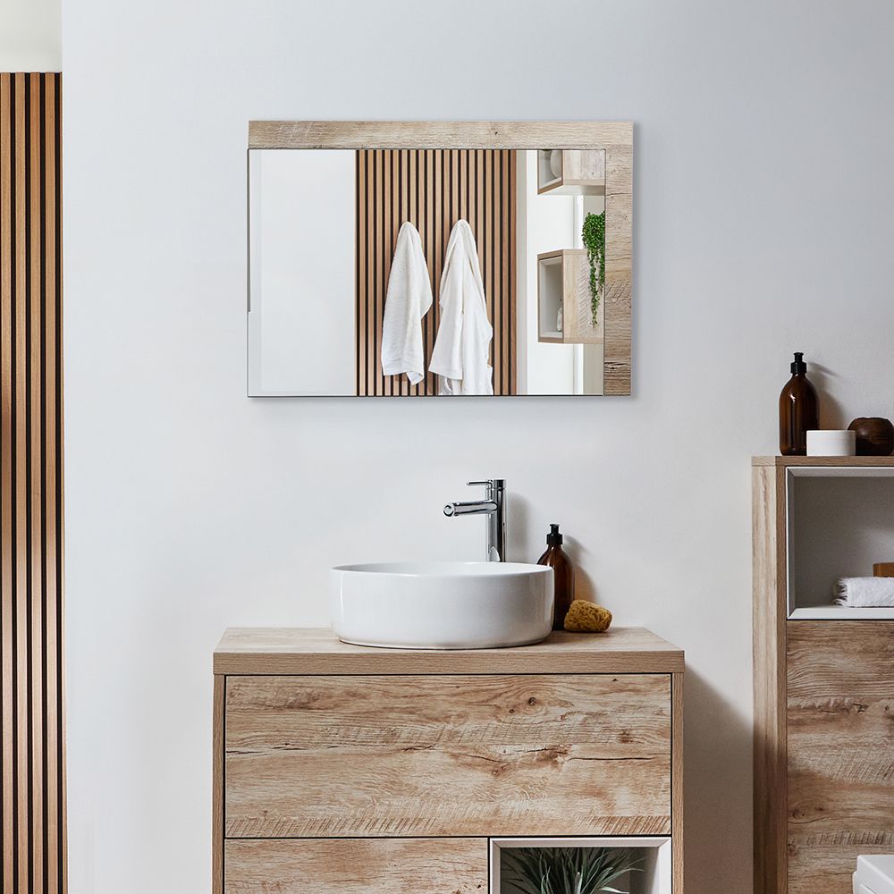 Miroir – Effet chêne clair – 70 cm x 50 cm - Hoxton